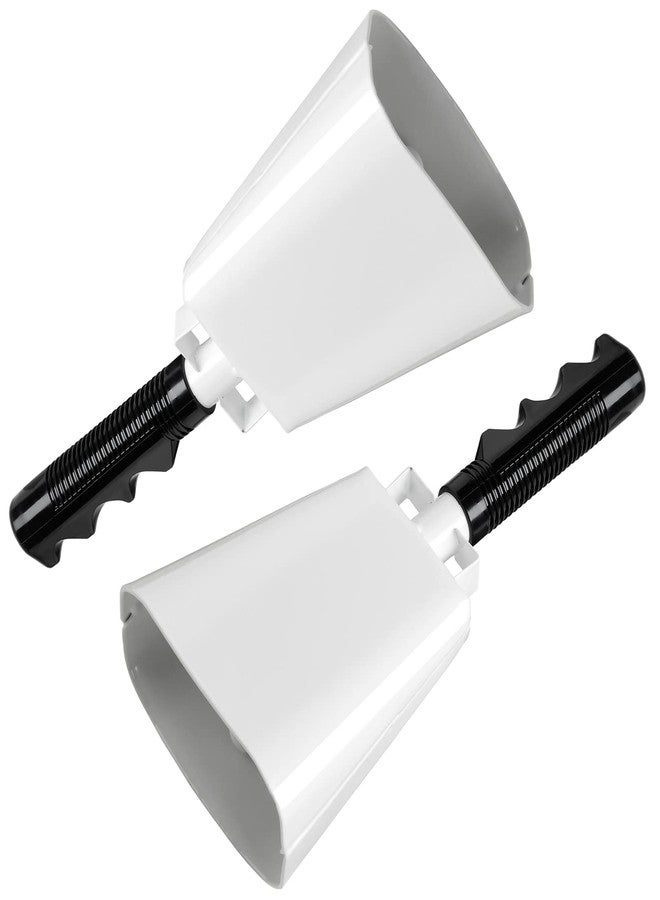 BLUE PANDA 2 Pack Cow Bells - Cowbells for Sporting Events - Percussion Noise Makers with Handle for Football Games, Stadiums (White Cowbell) 9.5-inch Cow Bell - Image 5